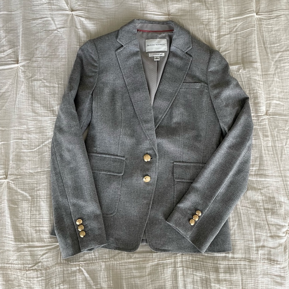 Banana republic grey herringbone wool blazer